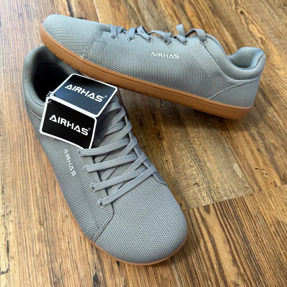 NWT Airhas Minimalist Barefoot Sneakers Mens 11 Gray Gum Sole Zero Drop gym Mesh